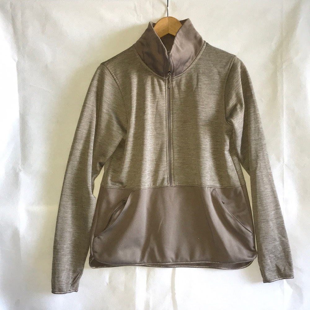 Columbia Women Size M Long Sleeve Half Zip Mock Neck Pullover Sweater Tan color